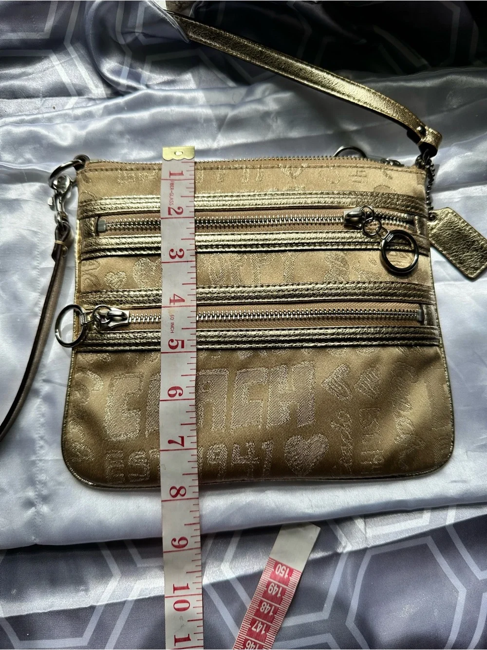 Coach Gold Metallic Signature PoppyCrossbody Bag - Coach